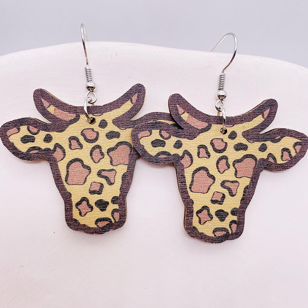 Wholesale Vintage Wooden Western Bullhead Sunflower Bohemian Earrings