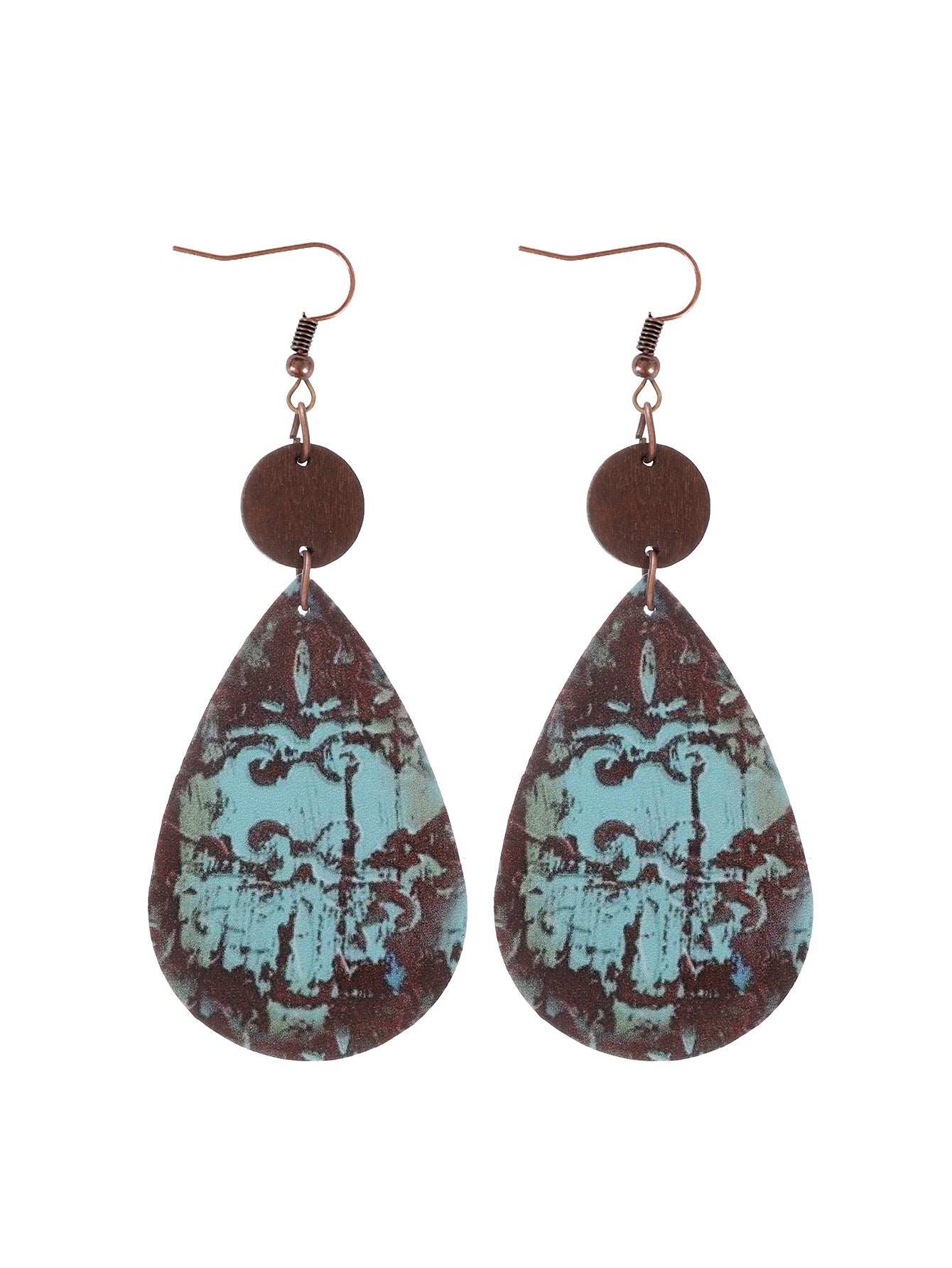 Wholesale  Irregular Graphic Cactus Pattern Leather Earrings
