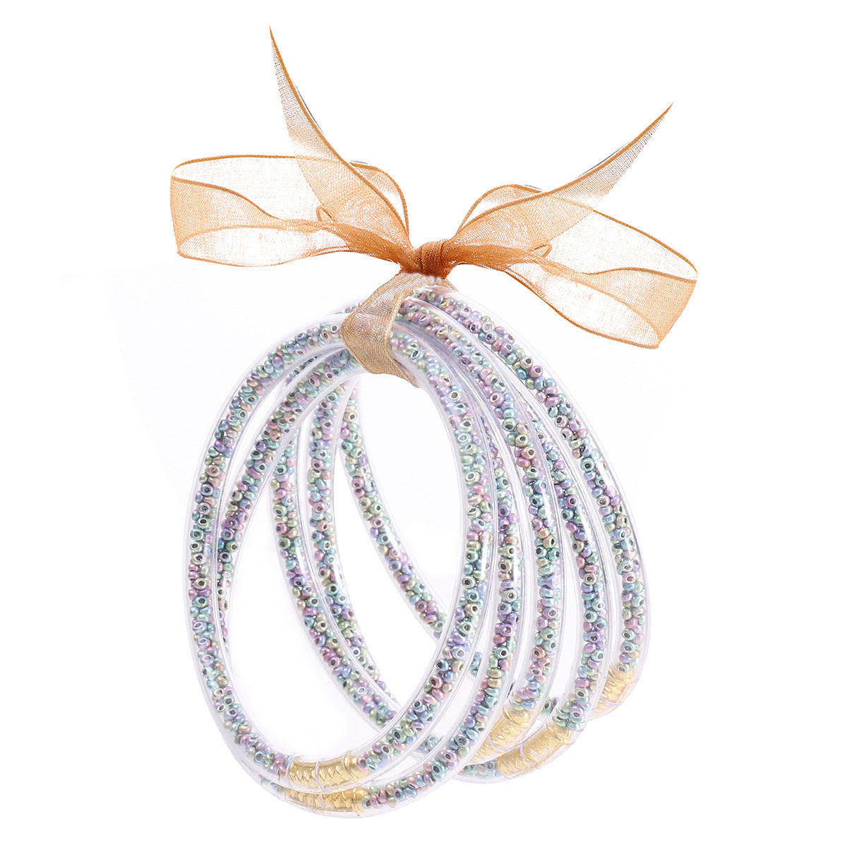 Wholesale Rice Beads Colorful Ribbon Plastic Silicone Tube Bracelet Jelly Bangles Beaded Bracelets ACC-BT-YTian005