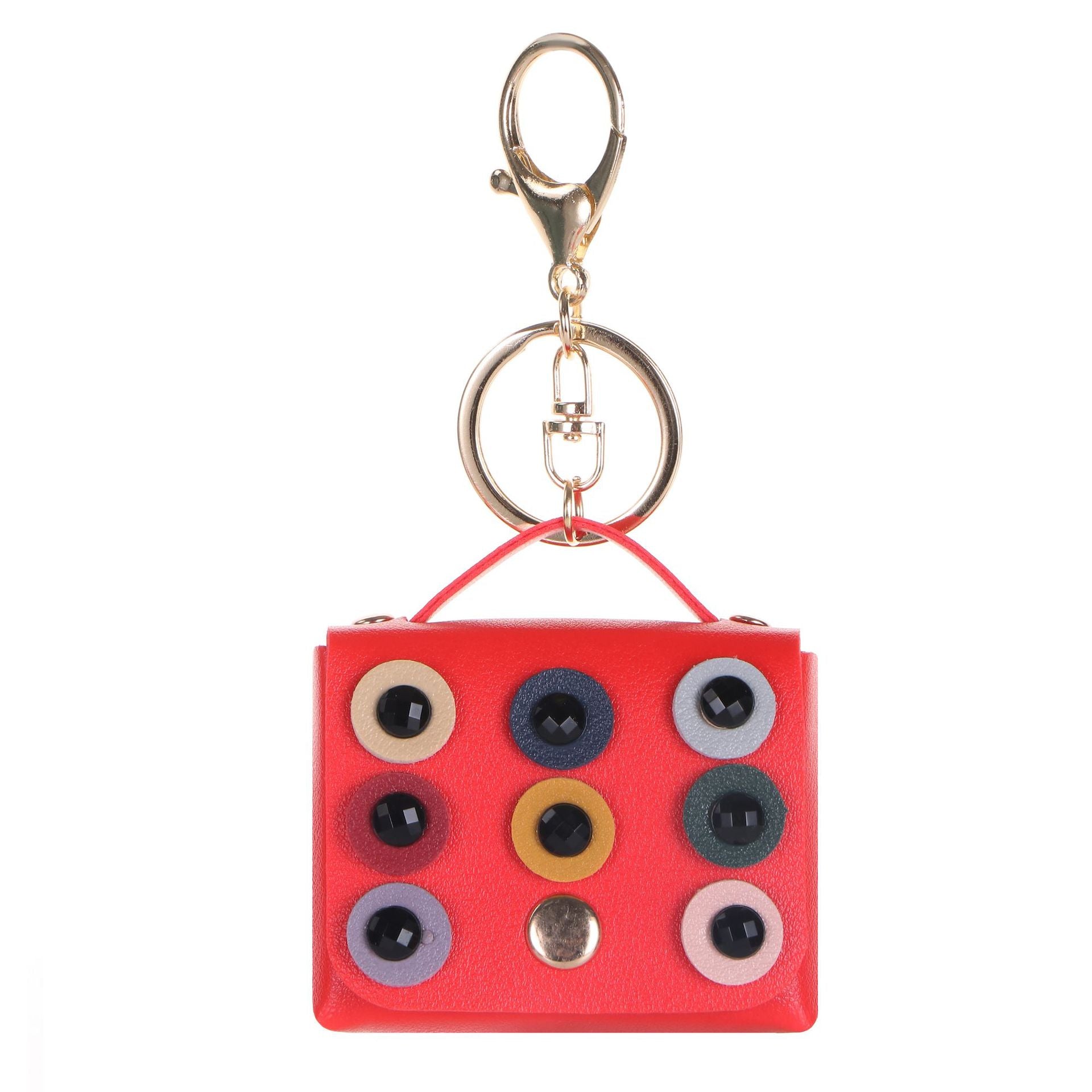 Wholesale Classic Round Diamond Black Leather Bluetooth Earbud Case Keychain Decorative Car Key Accessory Gift For Wedding Boutique Resale