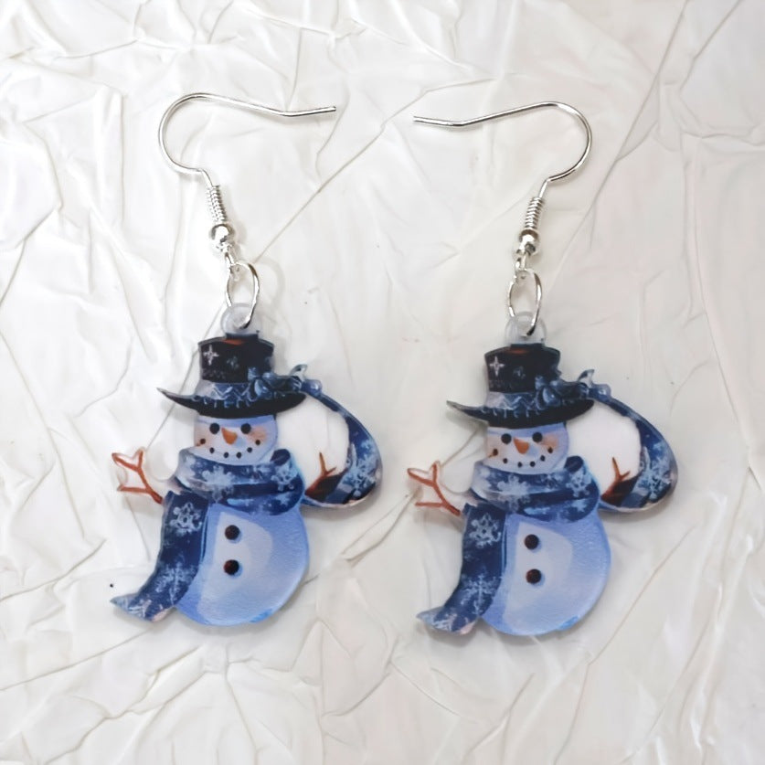 Wholesale Charming Scarf Snowman Acrylic Pendant Earrings