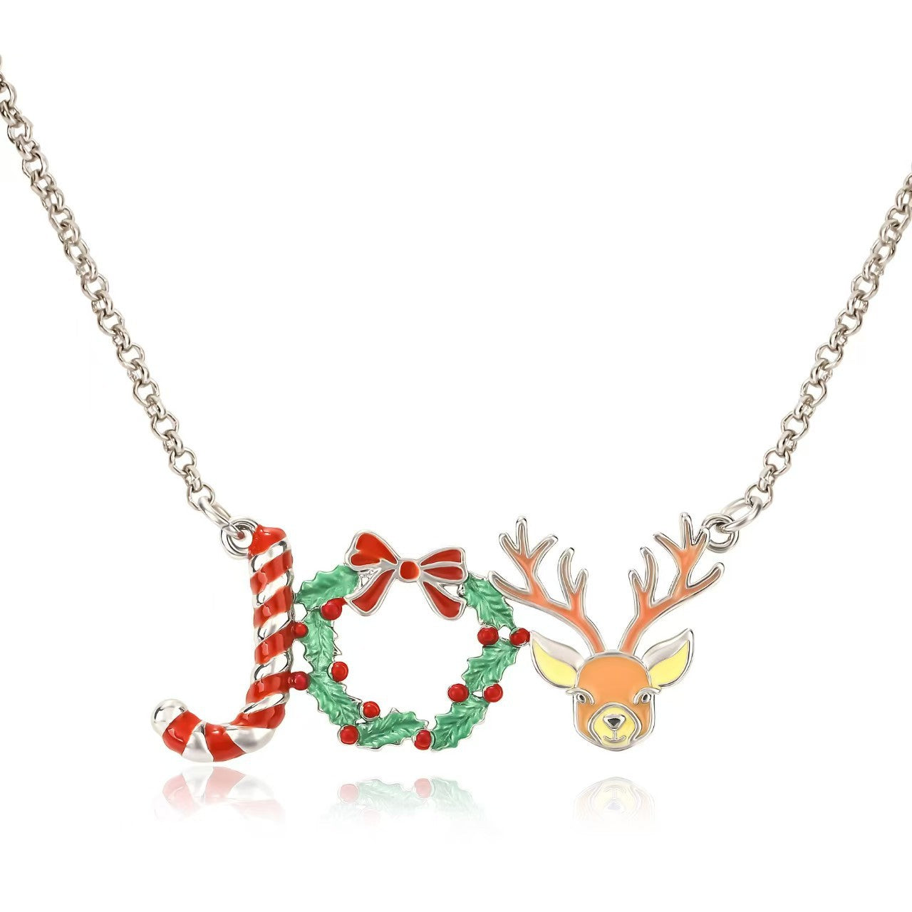 Wholesale Christmas Stereo Letter Oil Dripping Necklace