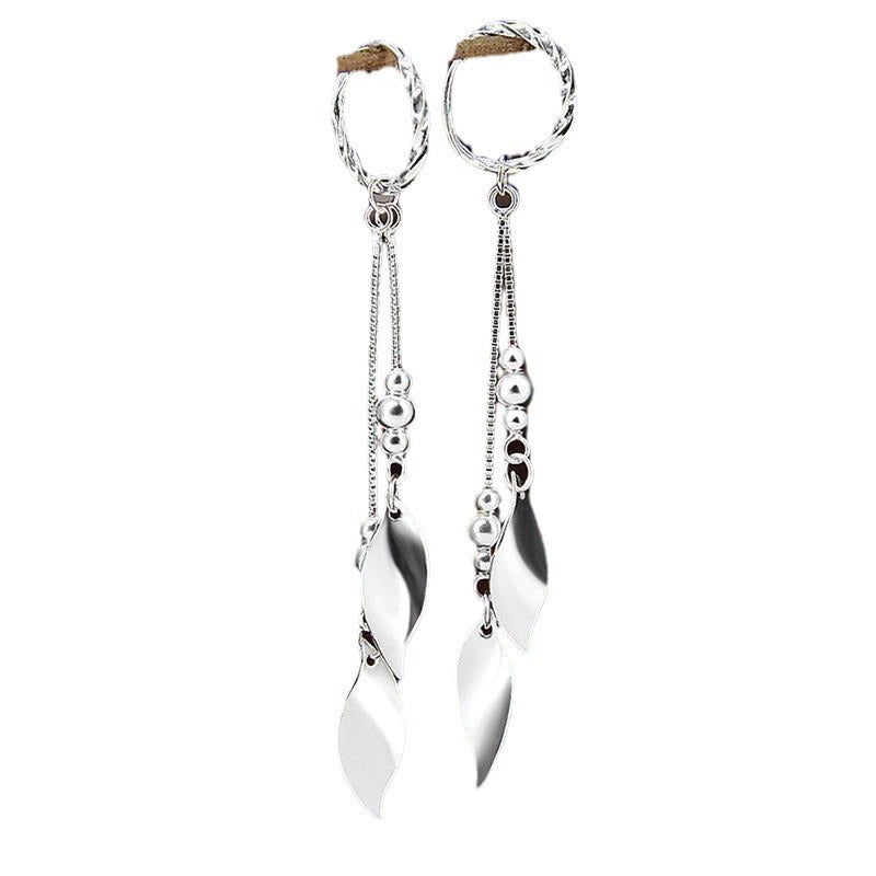 Wholesale sterling silver long maple leaf earrings
