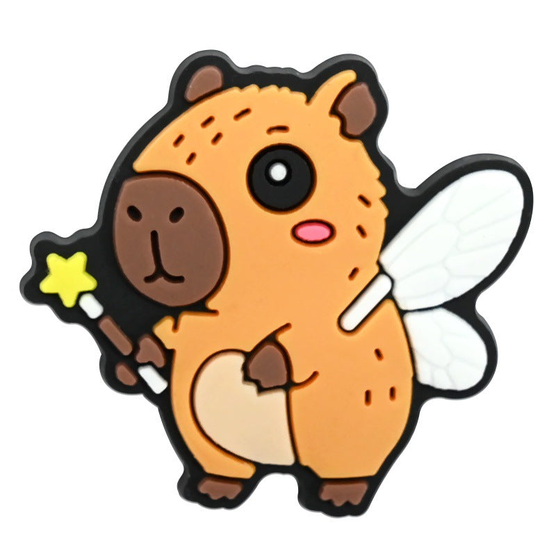 Wholesale   Random 100pcs Cute capybara PVC Soft Rubber Shoe Buckle Decoration