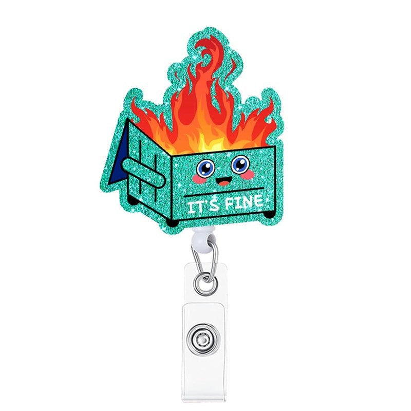 Wholesale Acrylic Glitter Heart Doctor Retractable Rotating Badge Reel Keychain ACC-KC-LingYu003