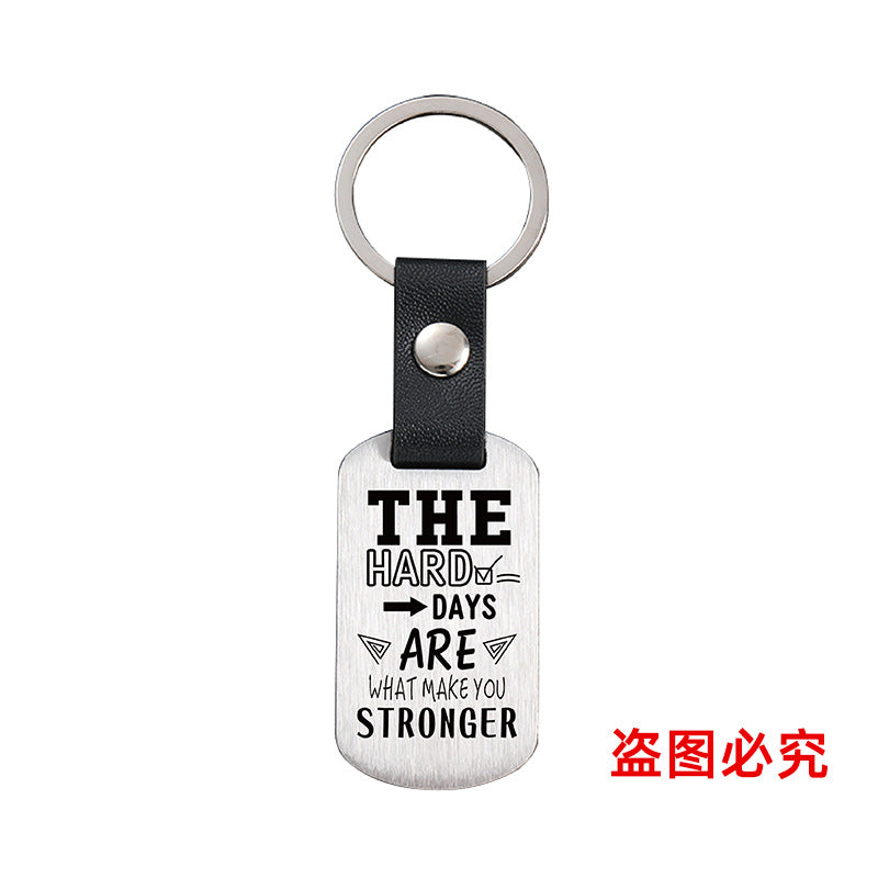 Wholesale Motivational Positive Metal Leather Keychains ACC-KC-GangGu032