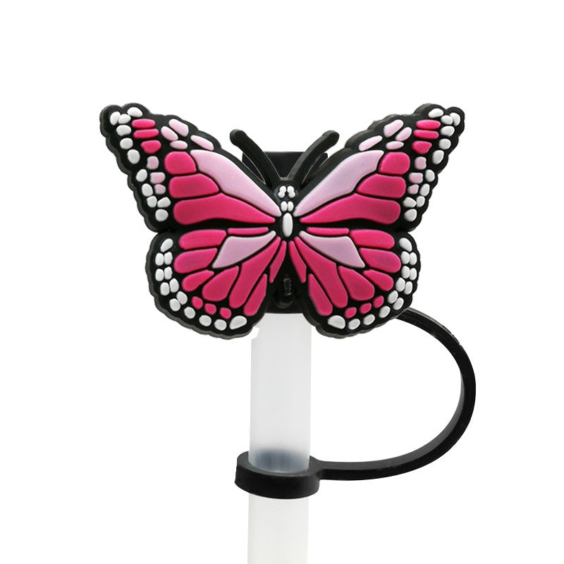 Wholesale 10pcs PVC Butterfly Straw Tube Cap