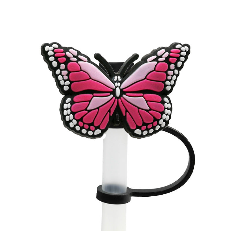 Wholesale 10pcs 7-8mm PVC Butterfly Straw Tube Cap