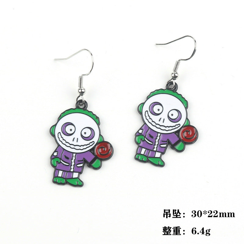 Wholesale Halloween Horror Cartoon Movie Black Plated Pendant Earrings ACC-ES-Fuyu001