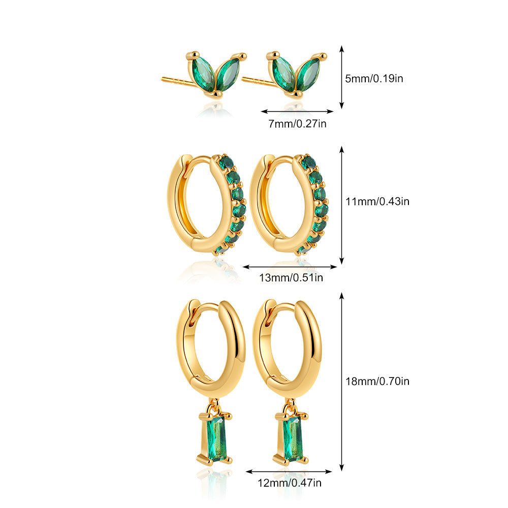 Wholesale 18K gold simple temperament inlaid zircon earrings