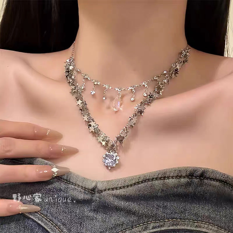 Wholesale Double-Layer Star Stacking Necklace