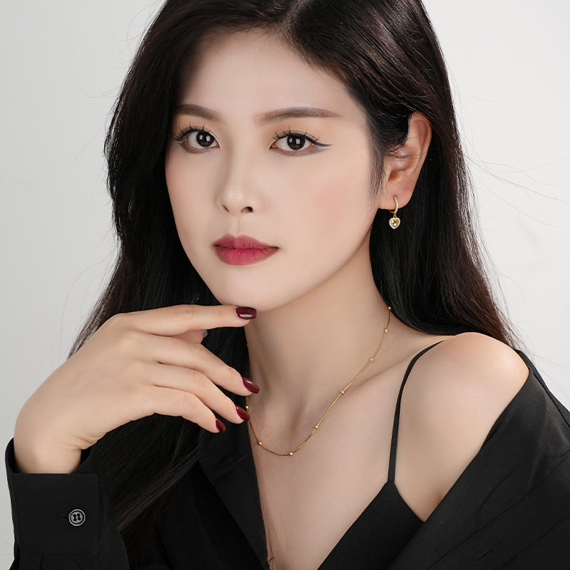 Wholesale s925 silver cute zircon heart earrings