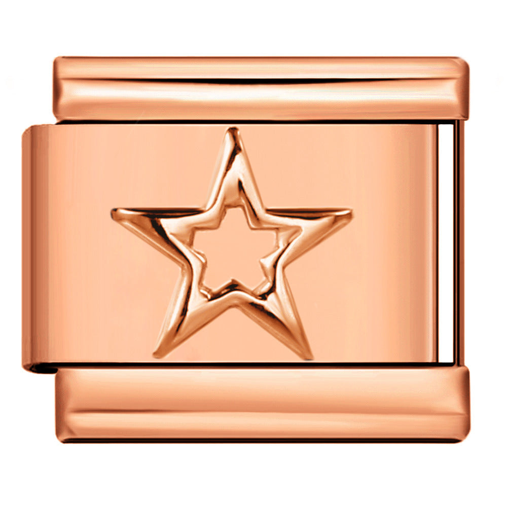 Wholesale Italian Charm Bracelet 9mm DIY Splicing Rose Gold Series Stainless Steel Composable Bracelet