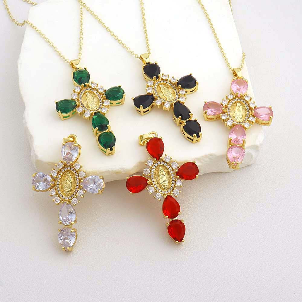 Wholesale Copper Cross Pendant Necklace Fashion Adjustable Choker Boutique Resale Jewelry Accessory