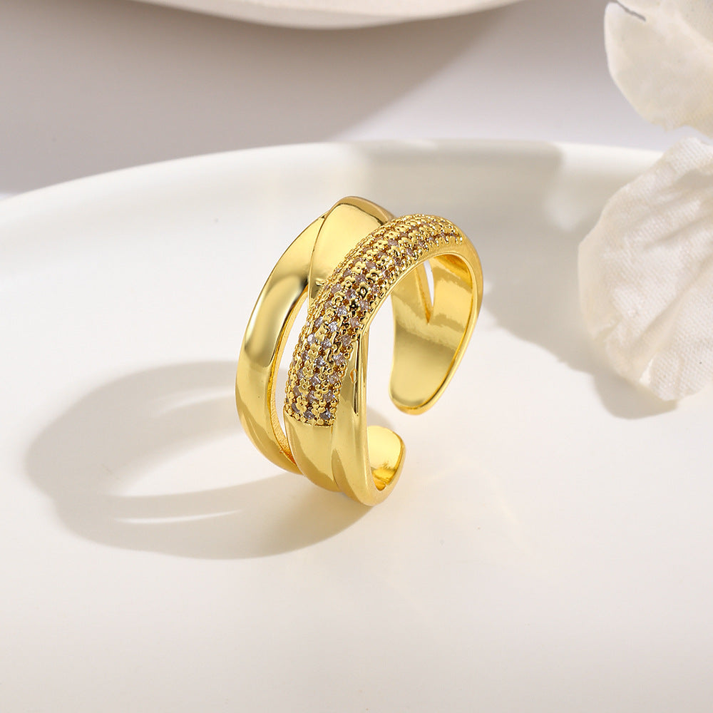 Wholesale Antique copper plated 18k cross open adjustable ring Adjustable rings