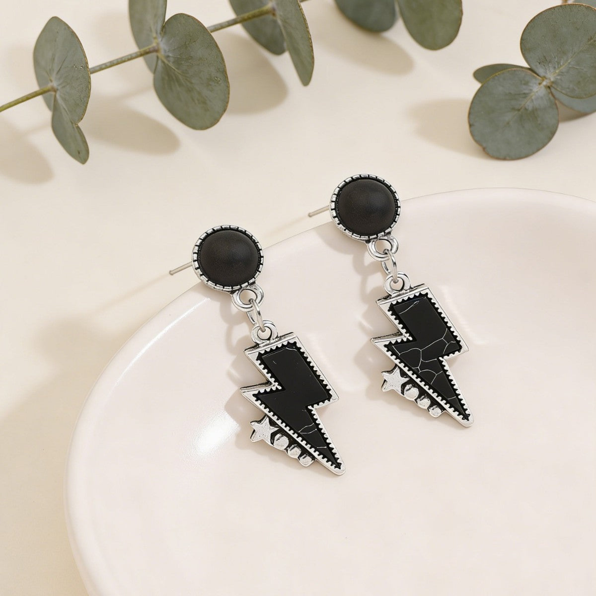 Wholesale Ethnic Style Exaggerated Lightning Five Pointed Star Turquoise Earrings