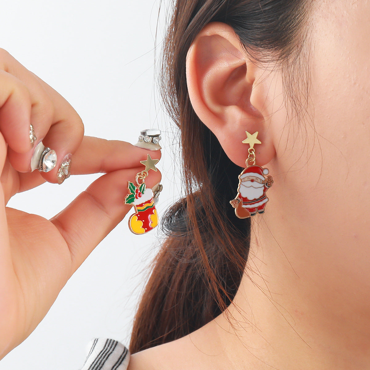 Wholesale Christmas Tree Snowflake  Deer Sock Earrings