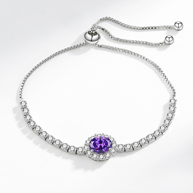 Wholesale  Colored Diamond Zircon Pigeon Egg Stretch Bracelet Women' s Fashion