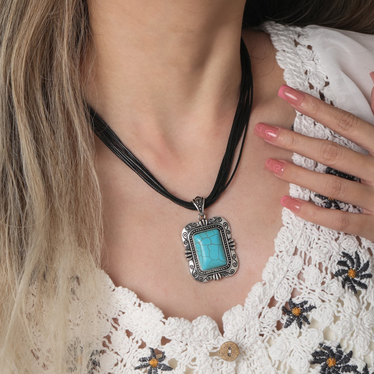 Wholesale Bohemian Vintage Ethnic Turquoise Necklace ACC-NE-JunJie014