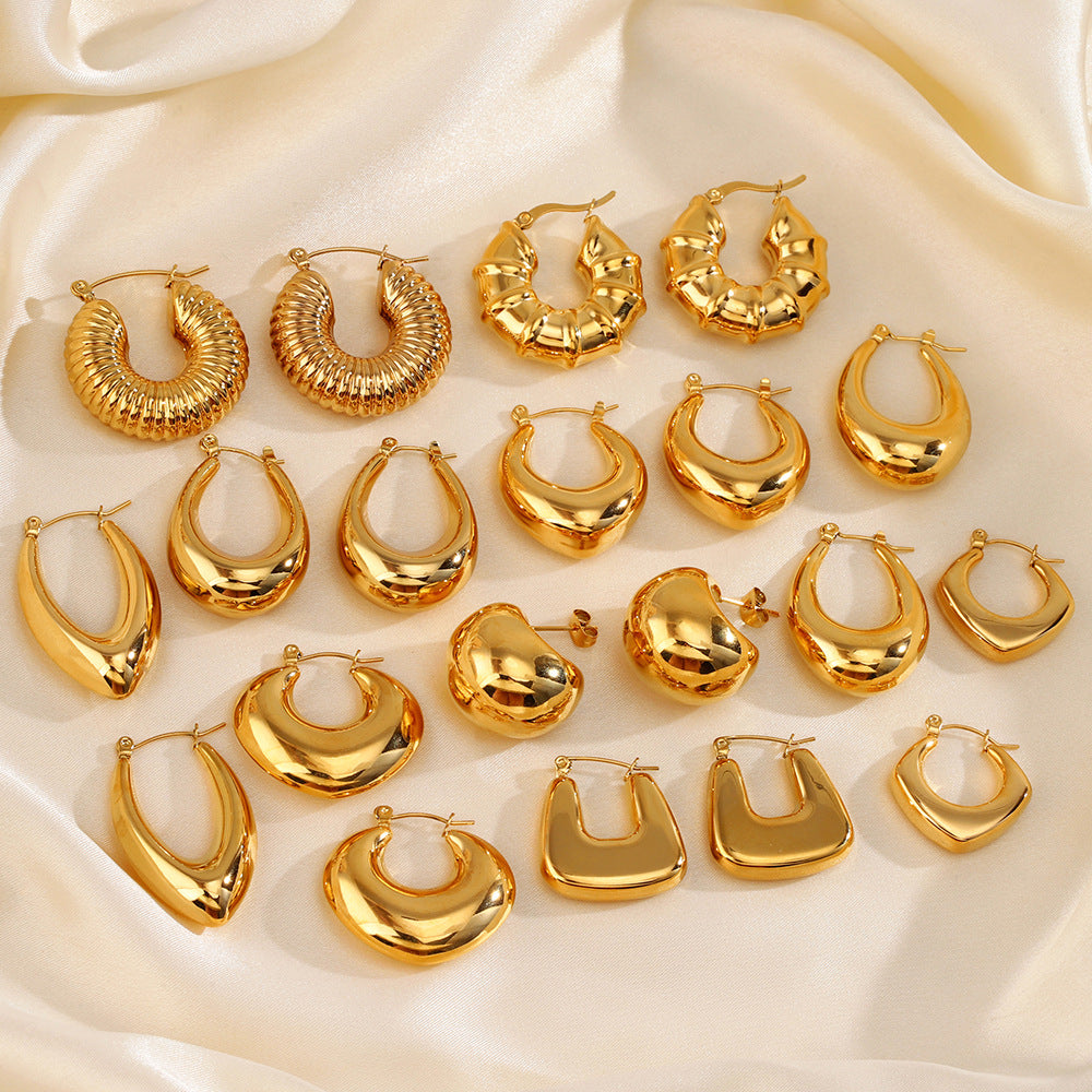 Wholesale Geometric Light Luxury Earrings Retro Stainless Steel Earrings ACC-ES-JiaLi003