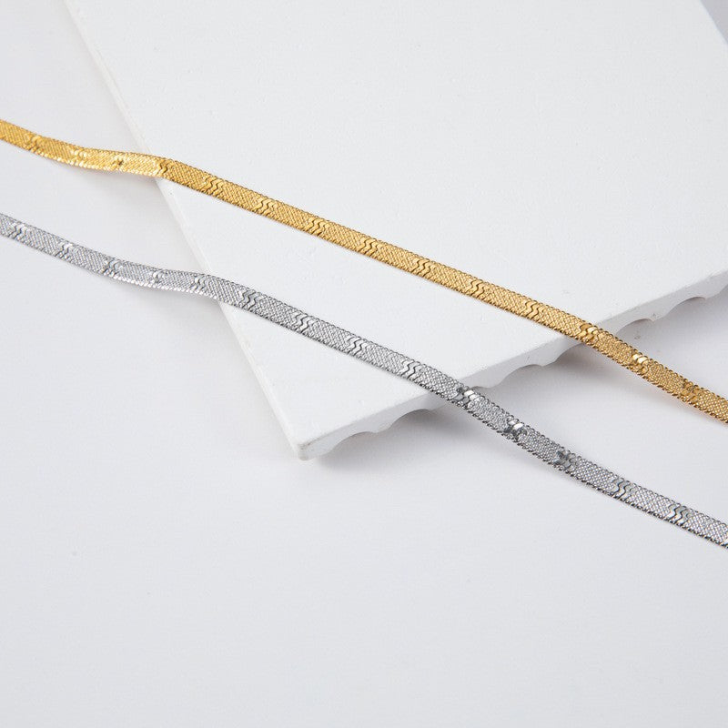 Wholesale Textured Stainless Steel Necklace Snake Necklace Clavicle Chain ACC-NE-Ruix001