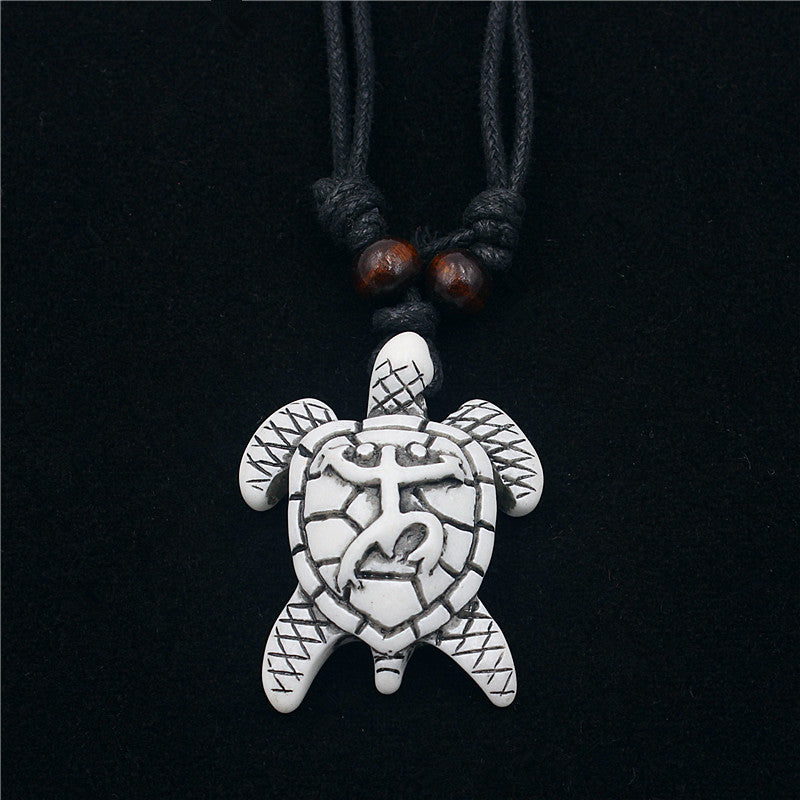 Wholesale Vintage Turtle Necklace Carved Turtle Pendant Resin Sweater Chain ACC-NE-ShuangDe001