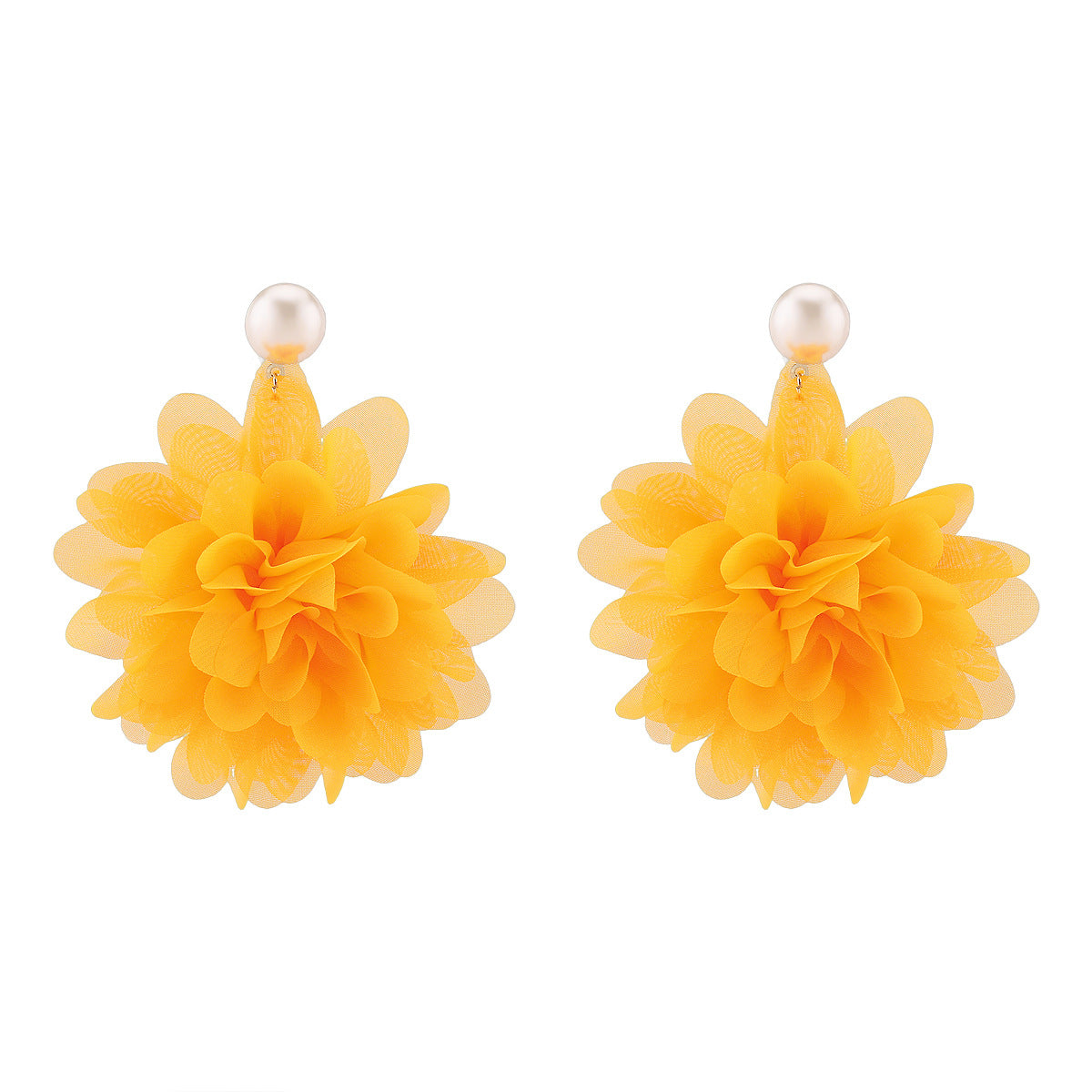 Wholesale  exaggerated pearl big flower earrings