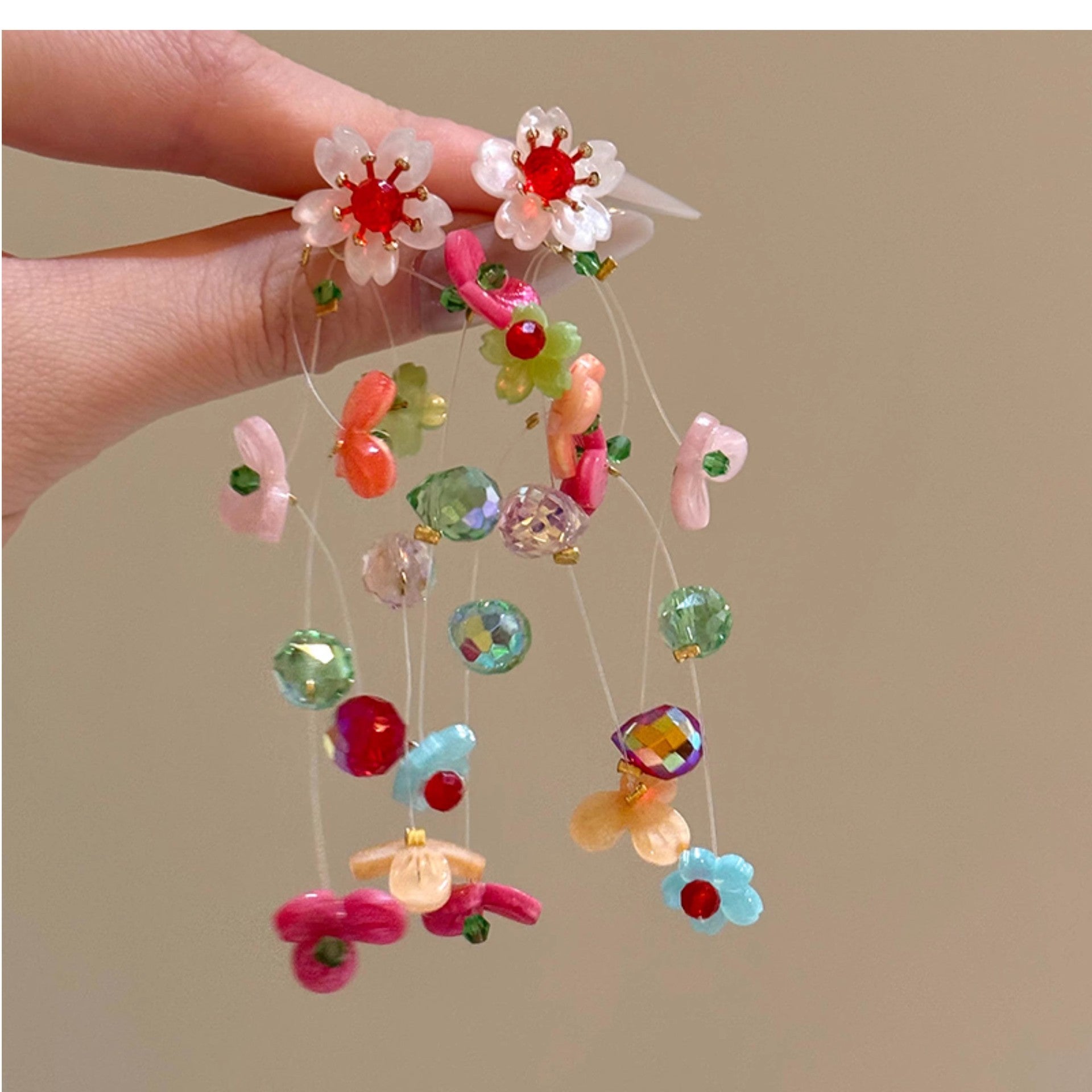 Wholesale Colorful beaded flower earrings