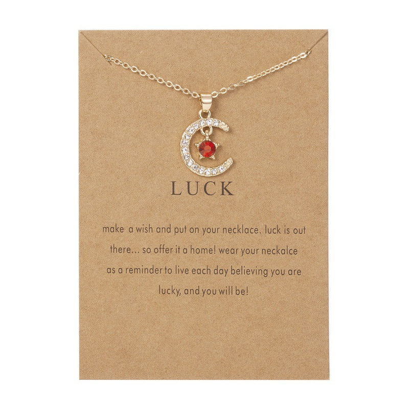 Wholesale  birthstone month necklace  December Star pendant paper card necklace