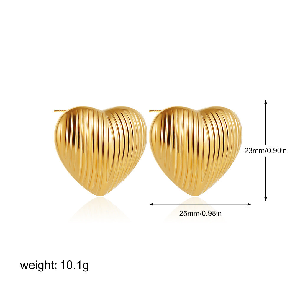 Wholesale  Stainless steel 18K gold love heart earrings silver heart earrings