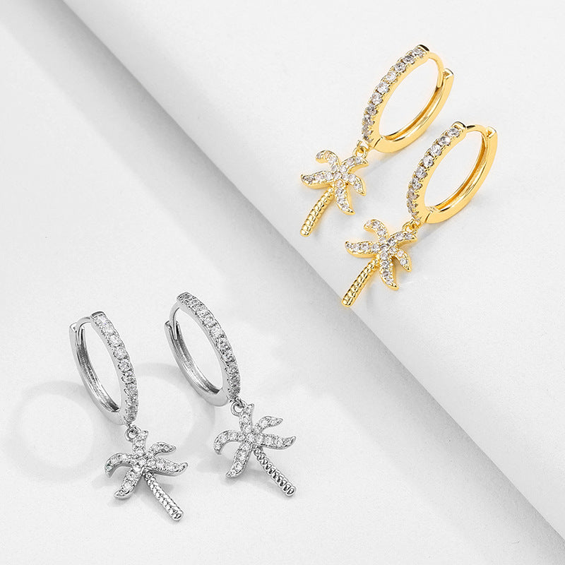 Wholesale Copper Inlay Zircon Butterfly Lightning Earrings