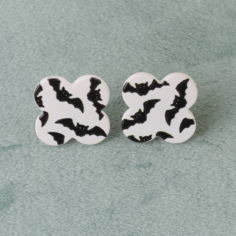 Wholesale   Ghost Bat Geometric Flowers Acrylic Earrings