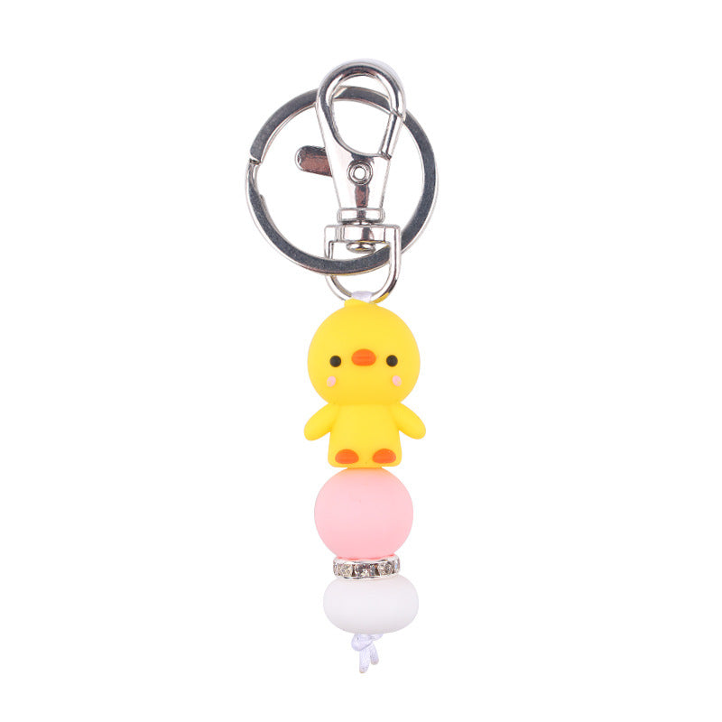 Wholesale Cartoon Little Yellow Duck Silicone Beaded Keychains ACC-KC-GuangTian092