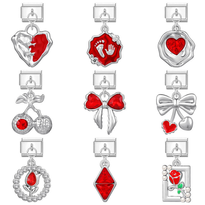 Wholesale Italian modular DIY jewelry red pendant bracelet