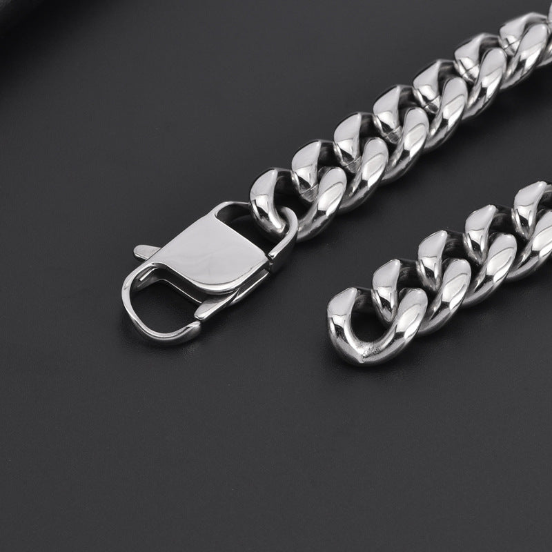 Bracciale a catena cubana in acciaio al titanio largo 14 mm all'ingrosso