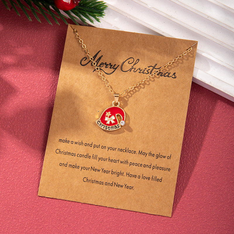 Wholesale Christmas Colored Oil Drop Pendant Christmas Tree Necklaces ACC-NE-Zhey002