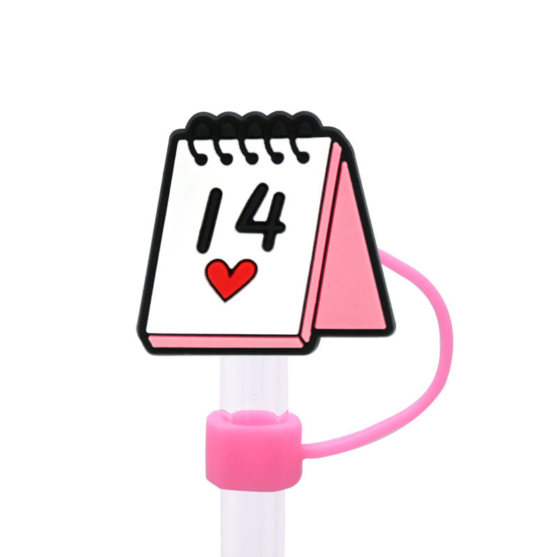 Wholesale Random 100pcs Valentine's Day Series 8/10mm PVC Soft Straw Tube Cap