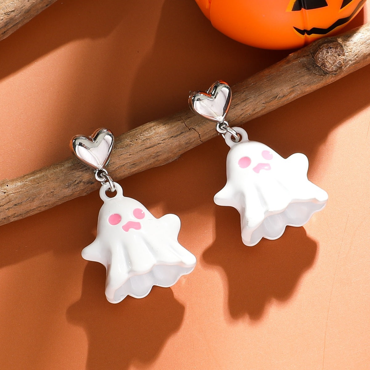 Wholesale  3D White and Black Ghost Alloy Pendant Earrings