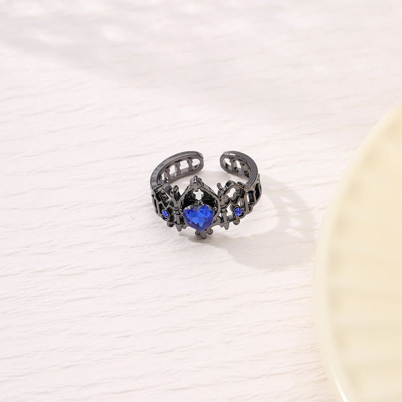 Wholesale Gothic style cross crown love ring  light luxury  opening adjustable ring