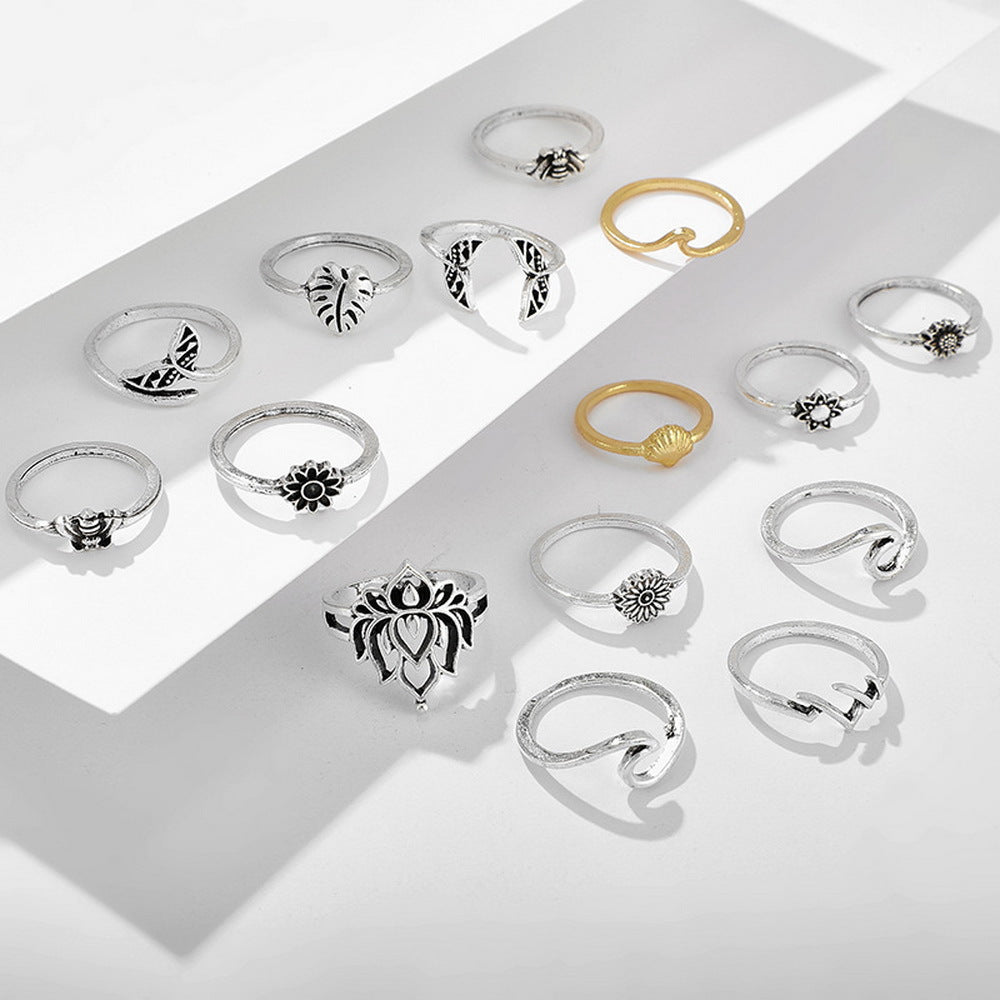 Anneau de combinaison de coque d'abeille de feuille de fleur de fleur