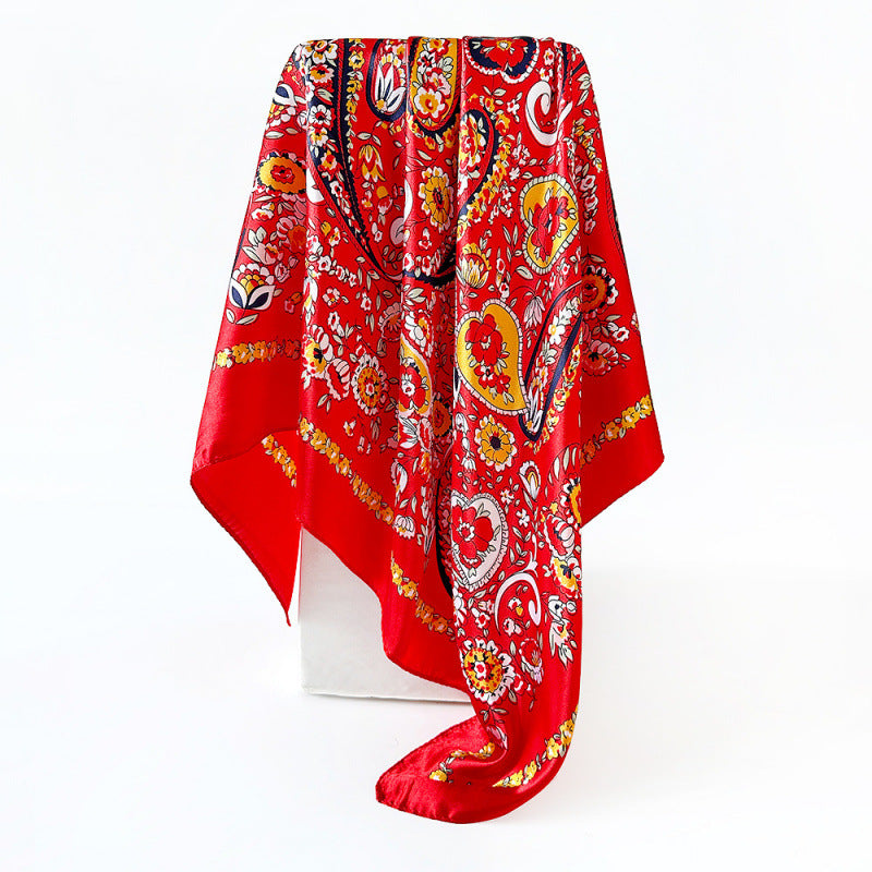 Wholesale 90cm Satin Square Scarf Turban Head Wrap  Print Silk Scarf