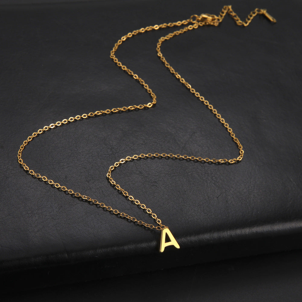 Wholesale Letter Gold 18k Real Gold Electroplated Stainless Steel Necklace