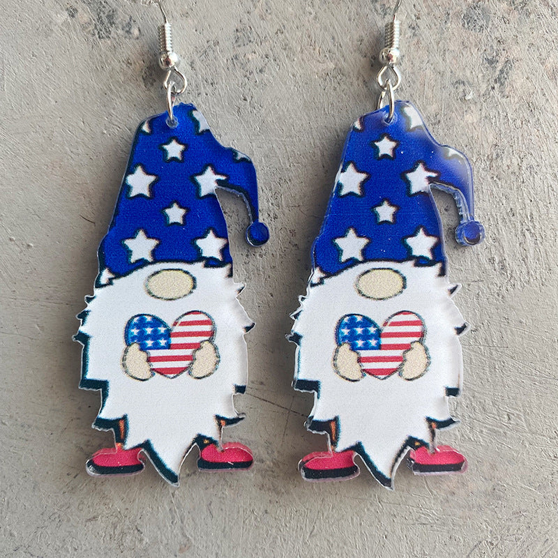 Wholesale 2 Pairs/pack American Independence Day Rainbow Tie Dye Drop Shape Acrylic Earrings ACC-ES-HY061