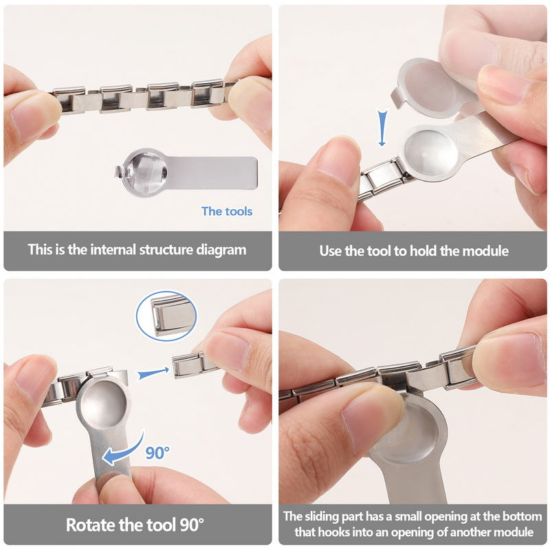 Wholesale  Italian Modular Bracelet 9mm DIY Splicing Removable Titanium Steel Round Bracelet