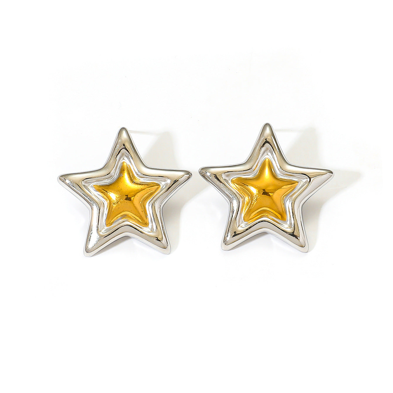 Wholesale  Gold and Silver Two-Color Stainless Steel Earrings 18K Gold Accessible