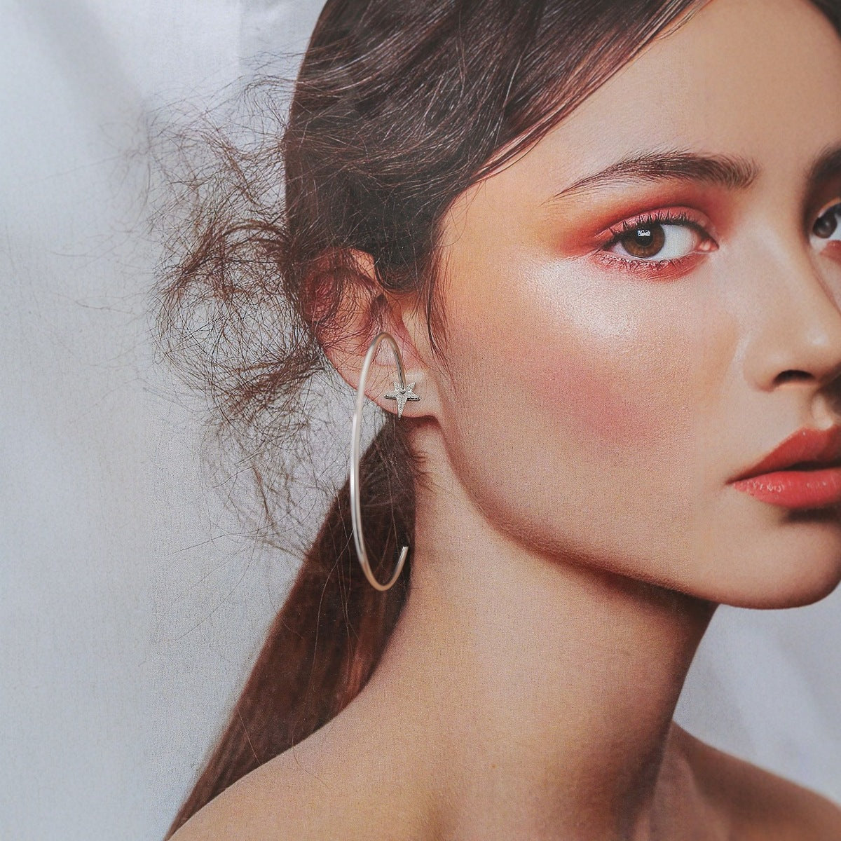 Wholesale big hoop earrings star earrings