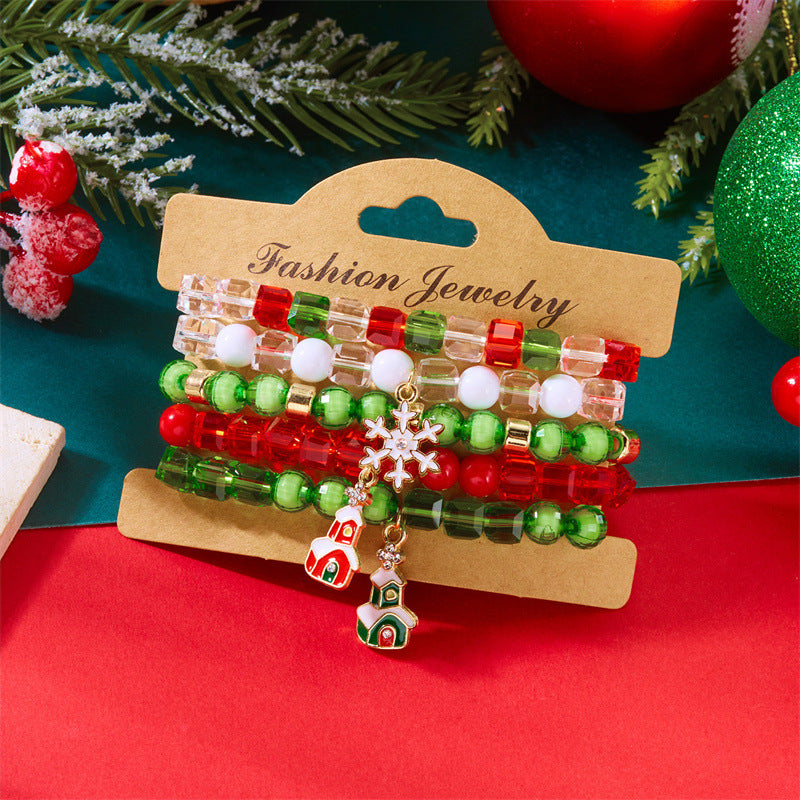 Wholesale Christmas soft ceramic multi-layer cartoon  bell bracelet