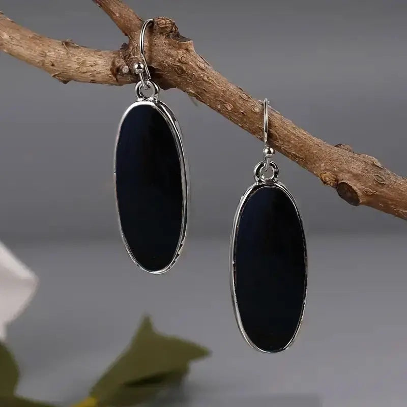 Wholesale  Black Creative Bohemian Oval Simple Earrings
