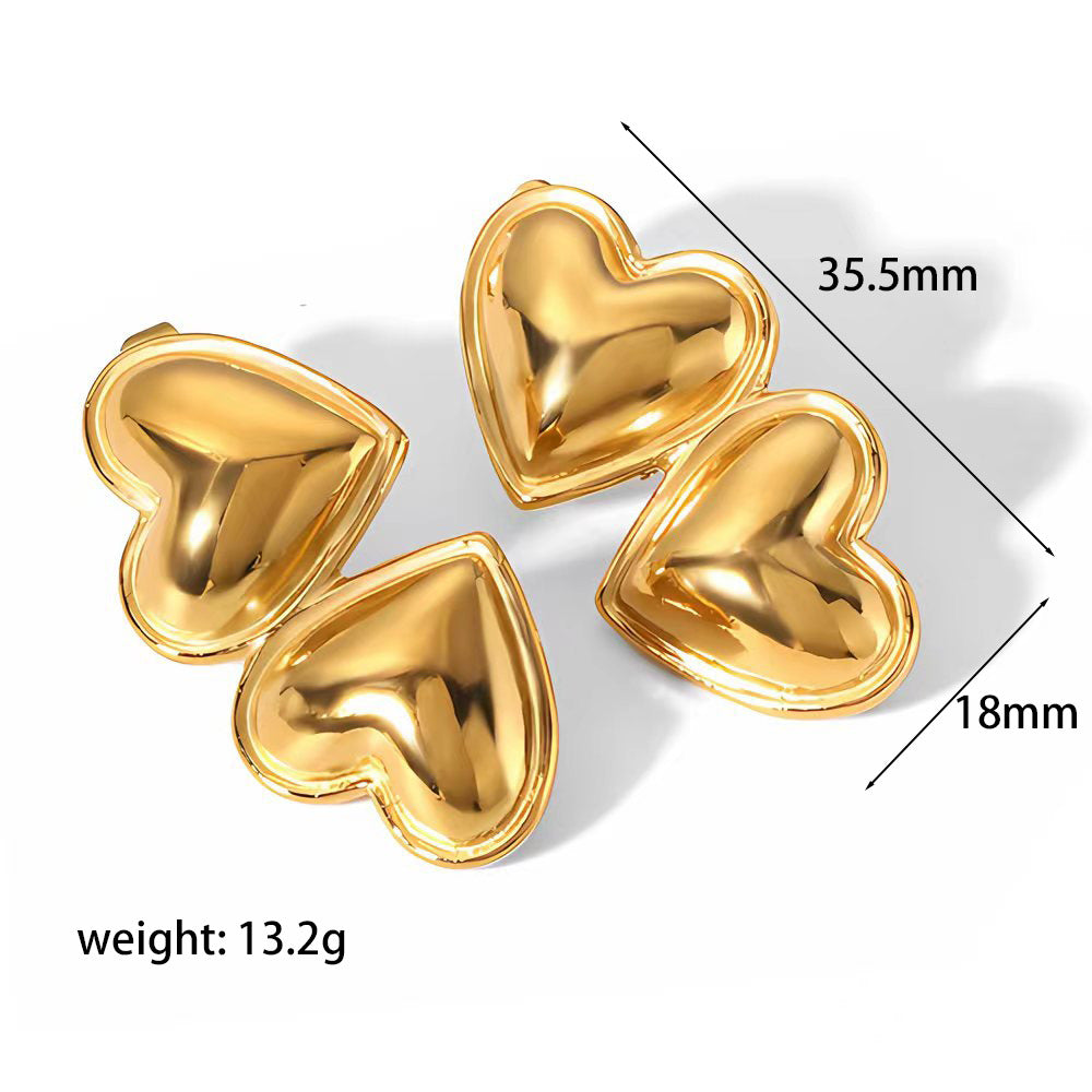 Wholesale Love Stainless Steel Earrings Heart Shaped 18k Gold Plated Earrings Ear Studs ACC-ES-LiQuan005