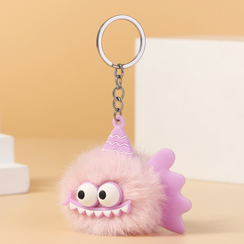 Wholesale Plush Monster Cute Fur Ball Keychains Pom Pom ACC-KC-RongR054